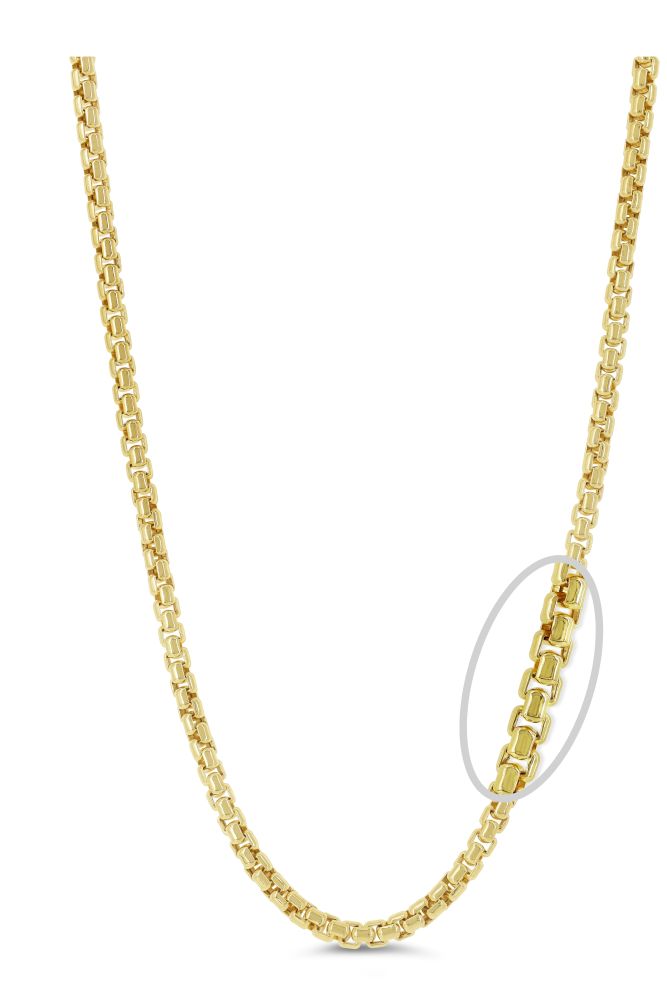 sempreORO Sterling Silver 14 Karat Gold Bonded 3.5mm Round Box Link Chain