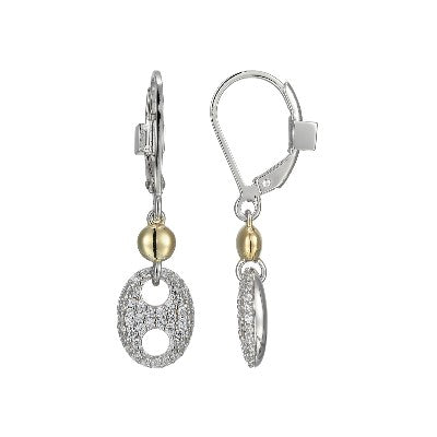 Elle Yellow Gold Plated Sterling Silver Two-Tone Espion Drop Earrings