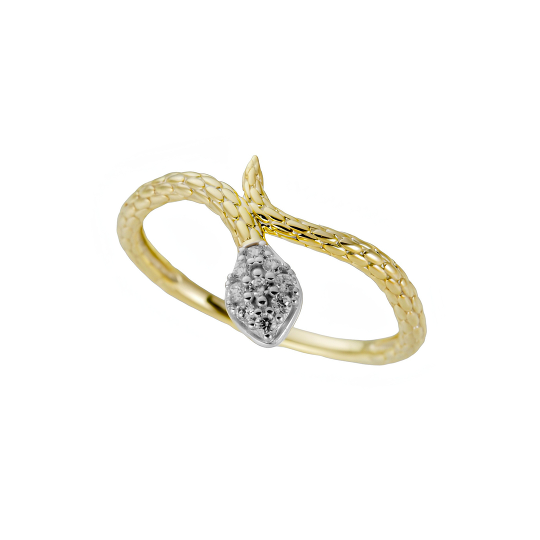 14K Yellow And White Gold 0.08 CTW Diamond Woman's Snake Ring