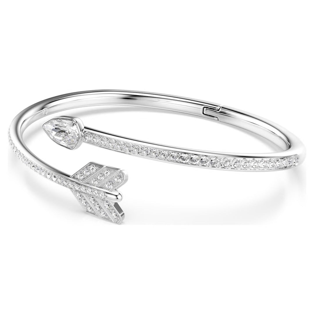 Swarovski Idyllia Rhodium Plated Arrow Bangle With Clear Crystals 5737264