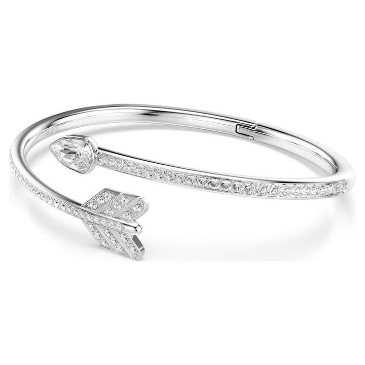 Swarovski Idyllia Rhodium Plated Arrow Bangle With Clear Crystals 5737264