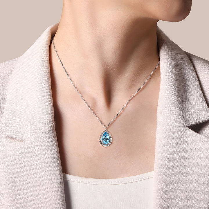 Gabriel & Co. Sterling Silver Teardrop Necklace With Swiss Blue Topaz