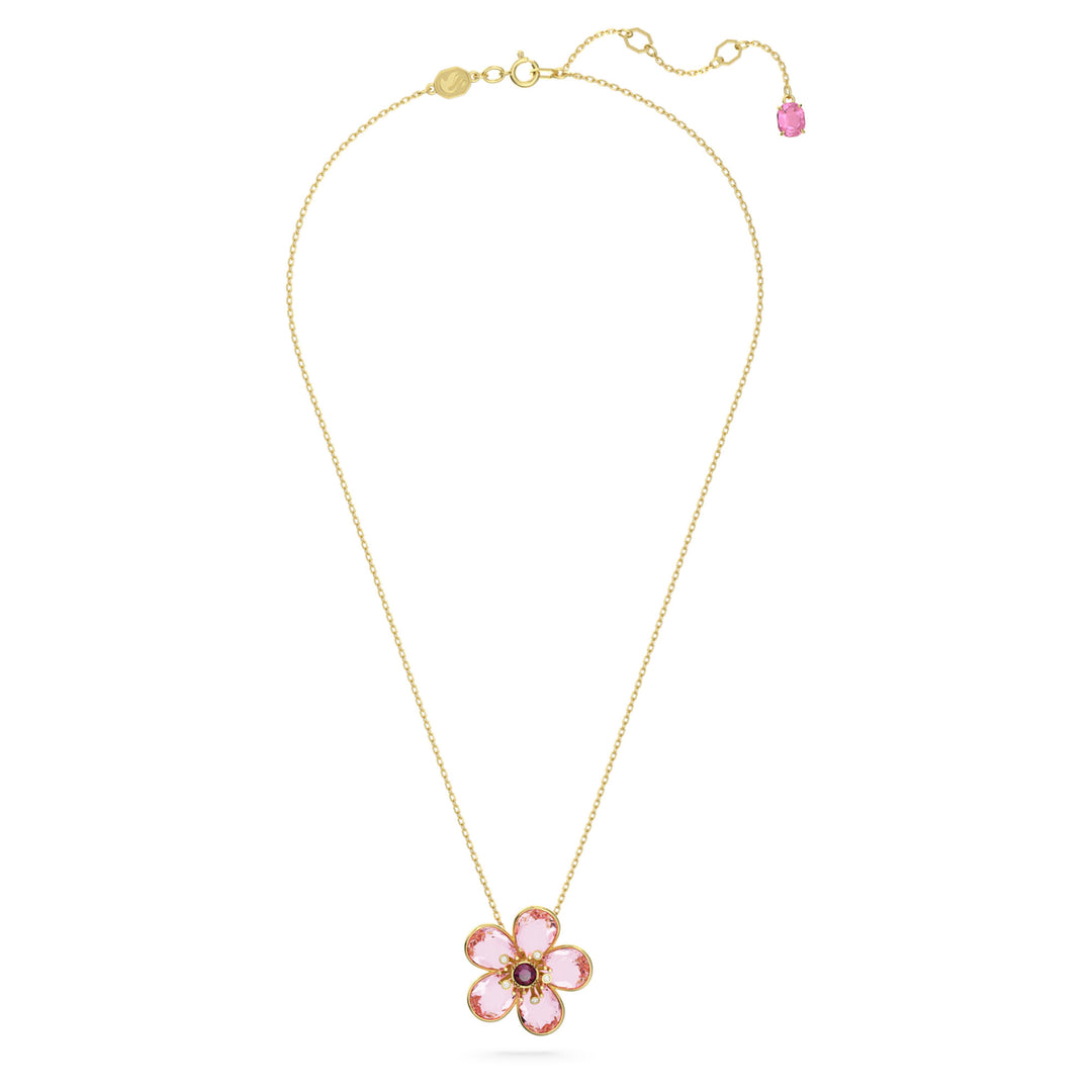 Swarovski Florere Gold-Tone Plated Flower Necklace With Pink Zirconia's 5657875