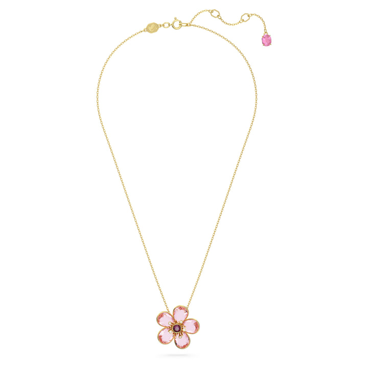 Swarovski Florere Gold-Tone Plated Flower Necklace With Pink Zirconia's 5657875