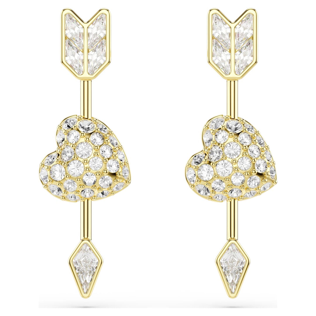 Swarovski Idyllia Gold-Tone Plated Hearts & Arrows Drop Earrings With Clear Crystals 5737295