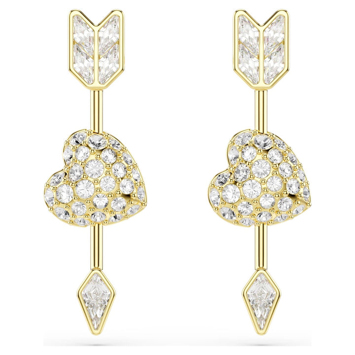 Swarovski Idyllia Gold-Tone Plated Hearts & Arrows Drop Earrings With Clear Crystals 5737295