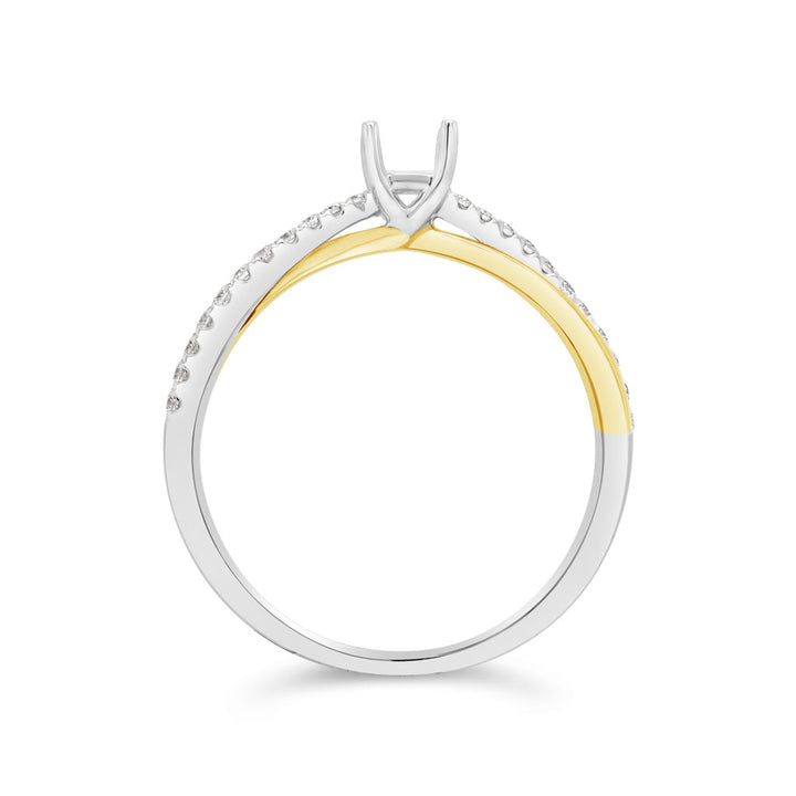 Women's 18K White/Yellow Gold Diamond Semi-Mount Engagement Ring