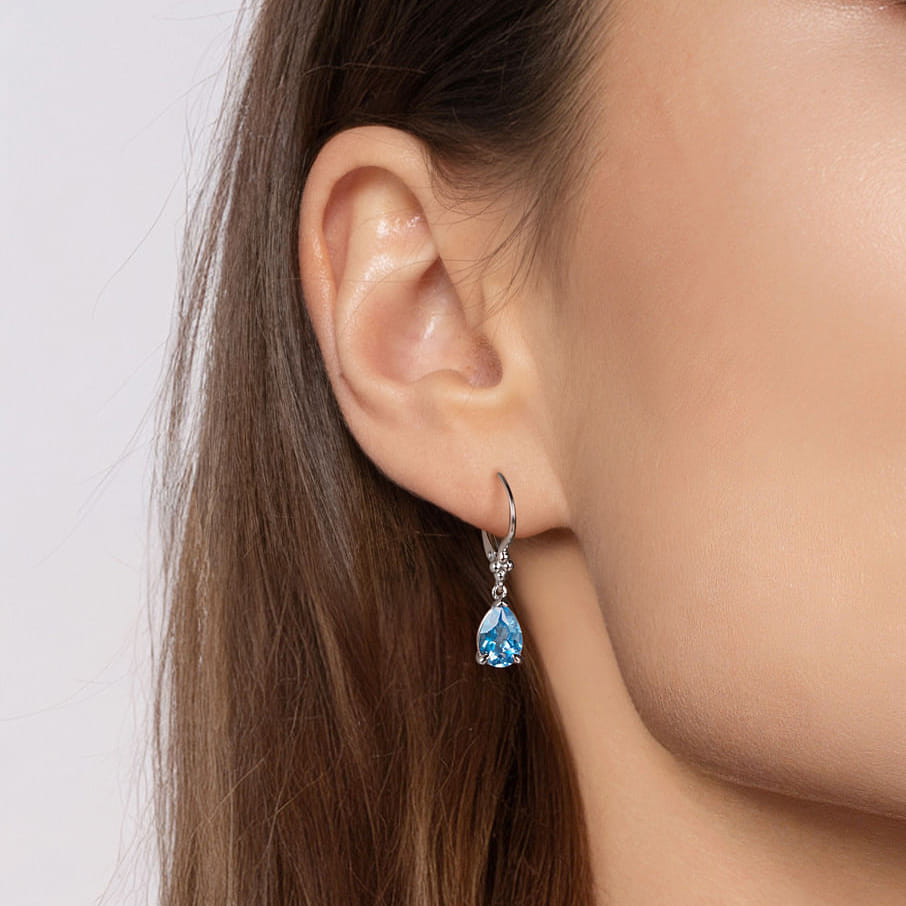 Sterling Silver Gabriel & Co. Drop Earrings With Blue Topaz