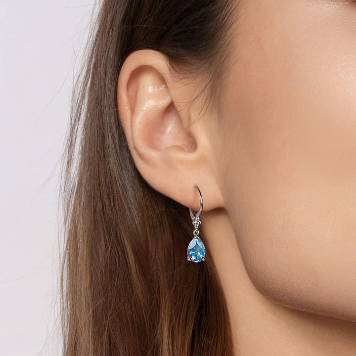 Sterling Silver Gabriel & Co. Drop Earrings With Blue Topaz