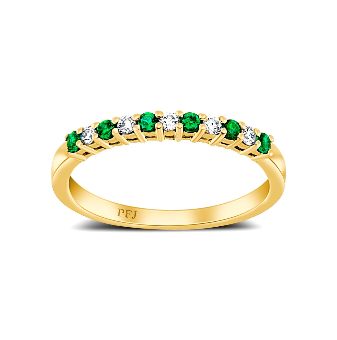 18K Yellow Gold 0.17 CTW Emerald And 0.14 CTW Diamond Ring