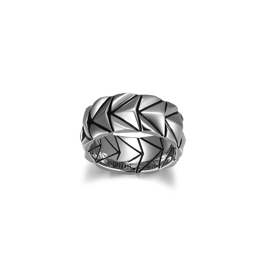 Ethos Sterling Silver Chevron Style Ring