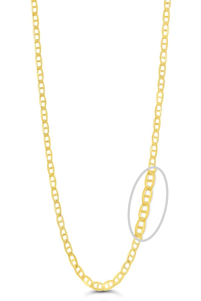 sempreORO Sterling Silver 14 Karat Gold Bonded 3mm Mariner Link Chain