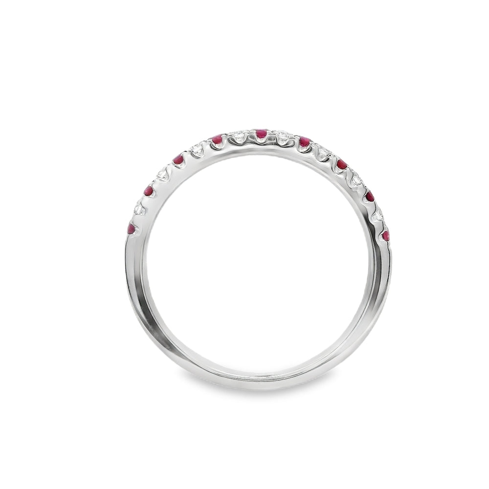 18K White Gold 0.11 CTW Ruby And 0.11 CTW Diamond Ring