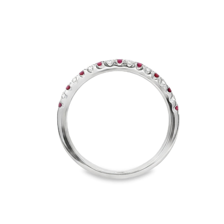 18K White Gold 0.11 CTW Ruby And 0.11 CTW Diamond Ring