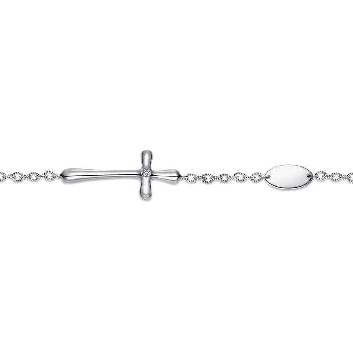 Sterling Silver Gabriel & Co. Cross Stationed Bracelet With Diamond