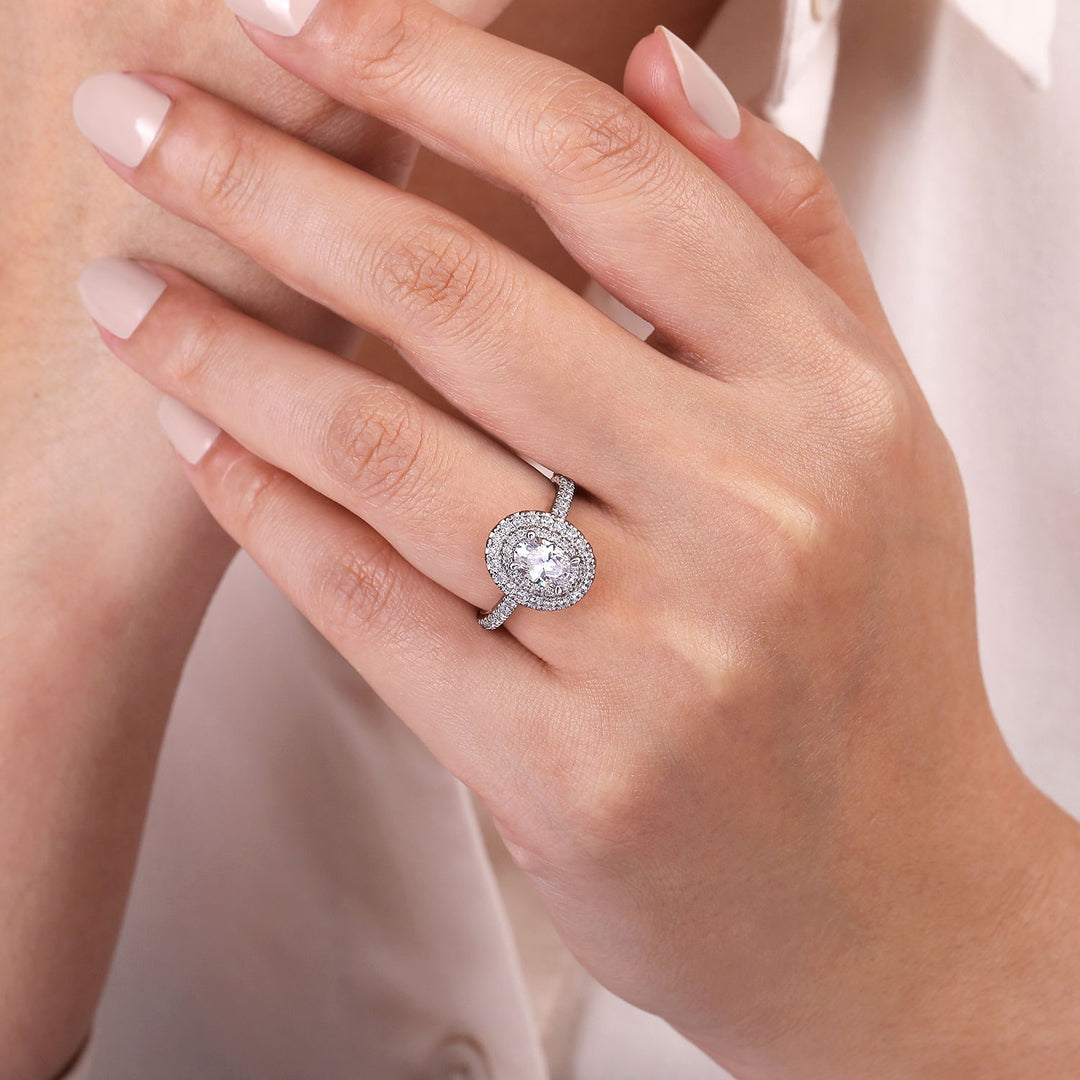 Women's 14K White Gold Double Halo 0.71 CTW Diamond Semi-Mount Engagement Ring