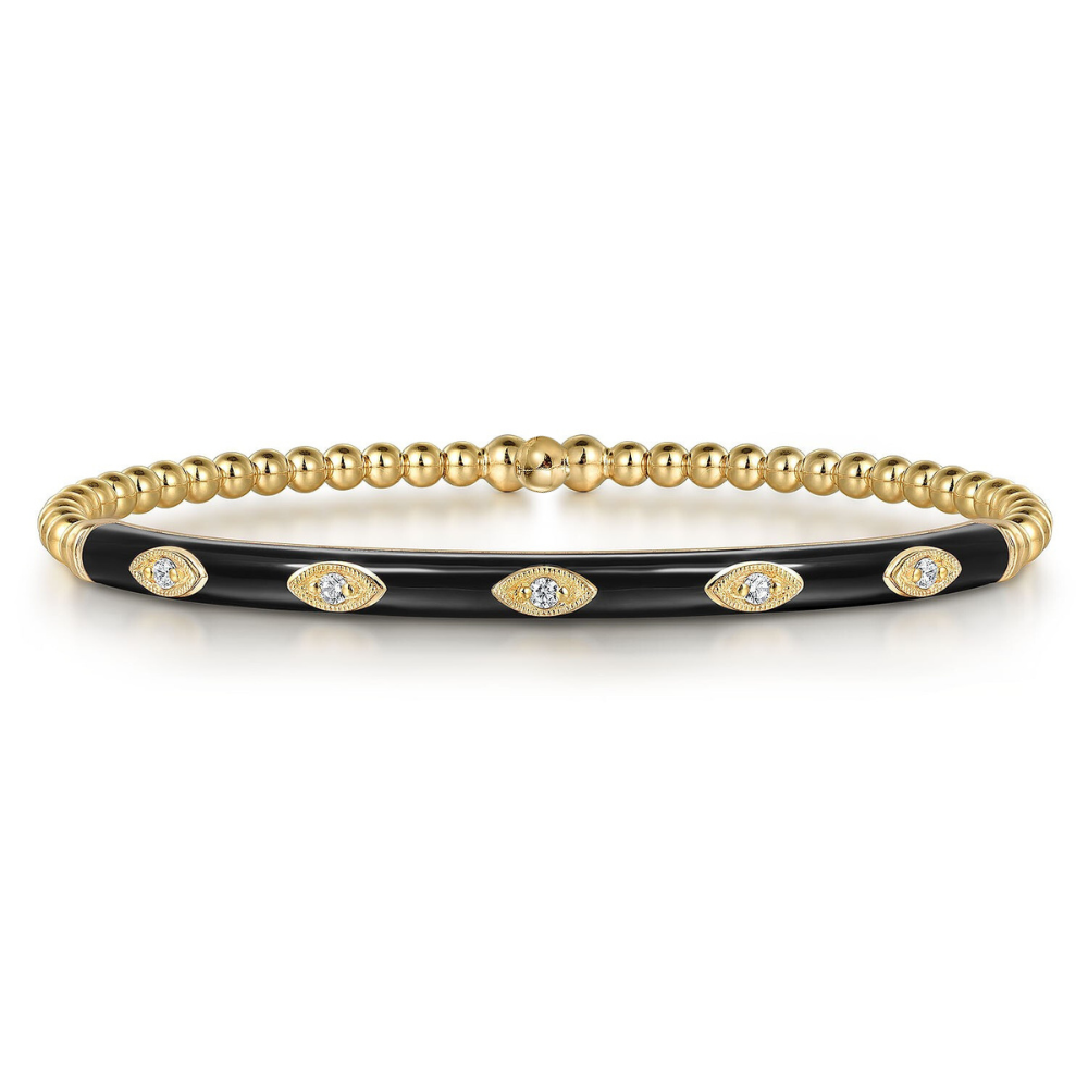14K Yellow Gold Gabriel & Co. 0.11 CTW Diamond 6.25" Bangle