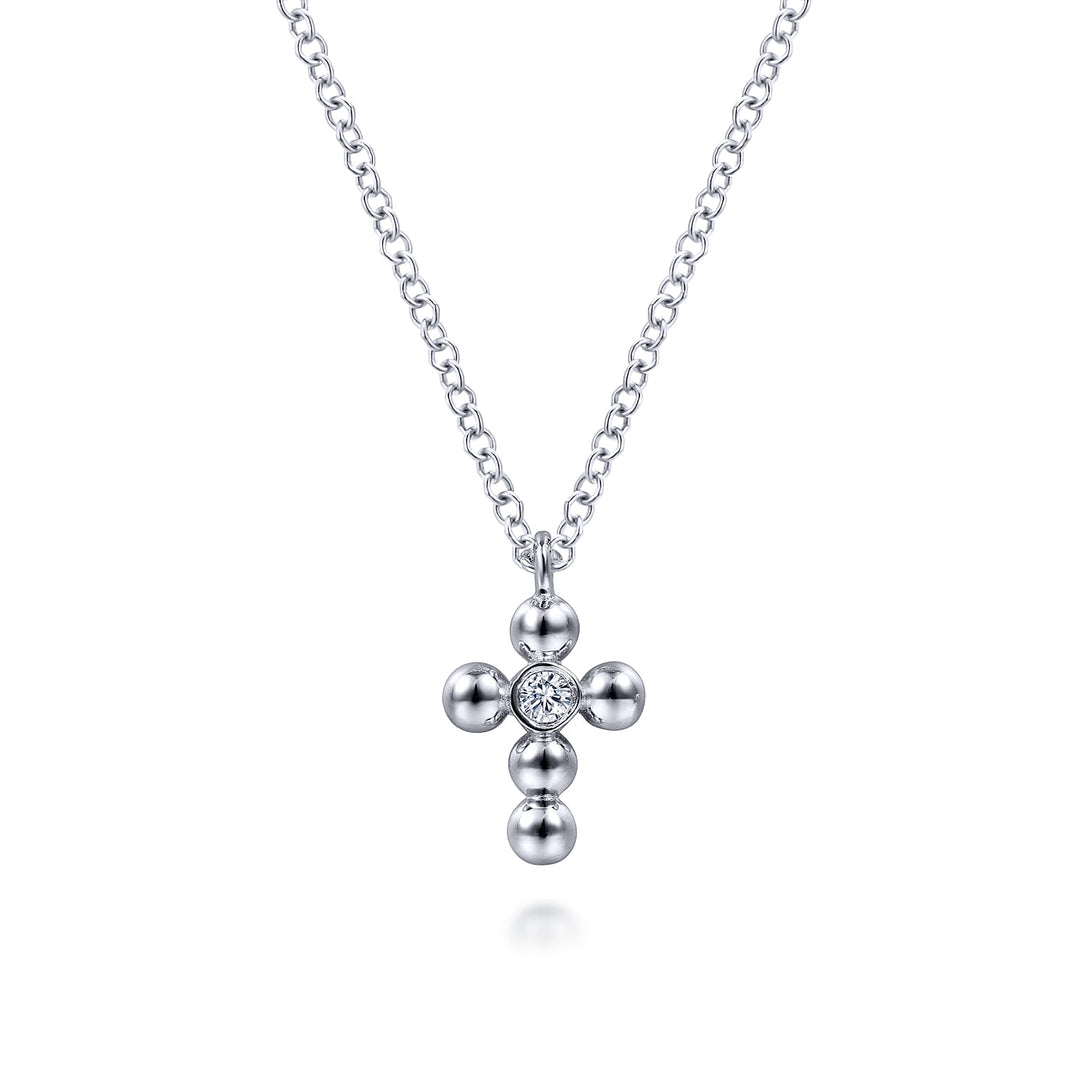 Sterling Silver Gabriel & Co. Cross Necklace With Diamond