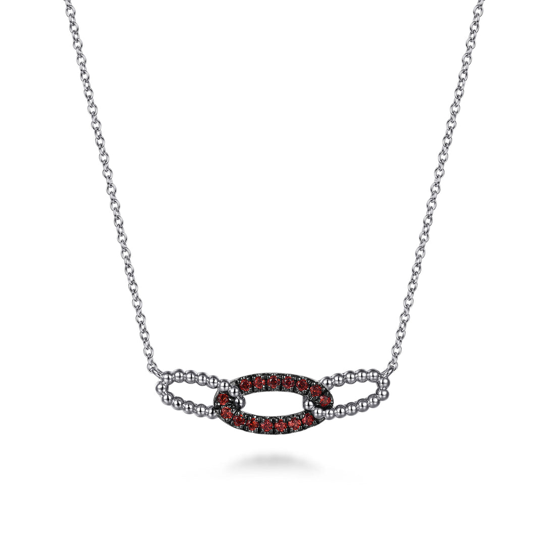 Sterling Silver Gabriel & Co. Garnet Bujukan Link Bar Necklace