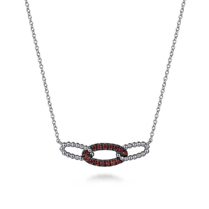Sterling Silver Gabriel & Co. Garnet Bujukan Link Bar Necklace