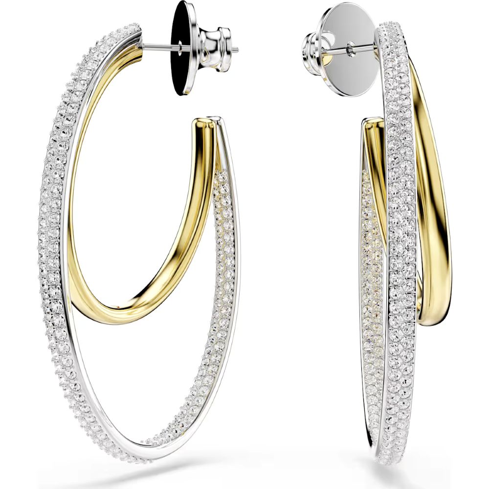 Swarovski Hyperbola Rhodium And Gold-Tone Plated Hoop Earrings With Clear Cubic Zirconia's