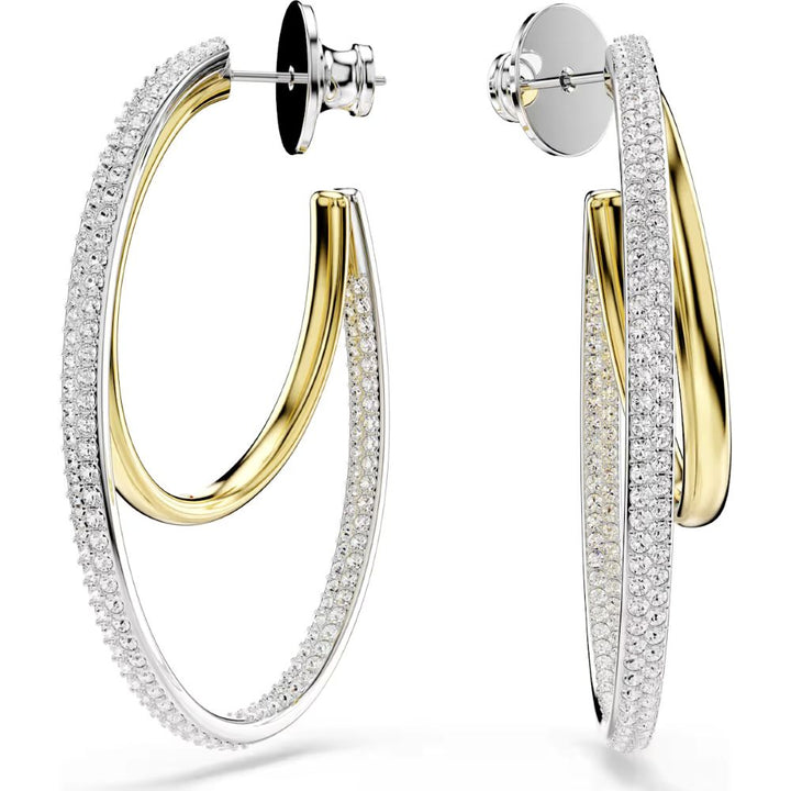 Swarovski Hyperbola Rhodium And Gold-Tone Plated Hoop Earrings With Clear Cubic Zirconia's