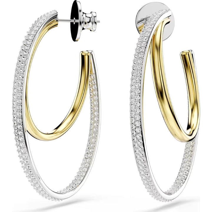 Swarovski Hyperbola Rhodium And Gold-Tone Plated Hoop Earrings With Clear Cubic Zirconia's