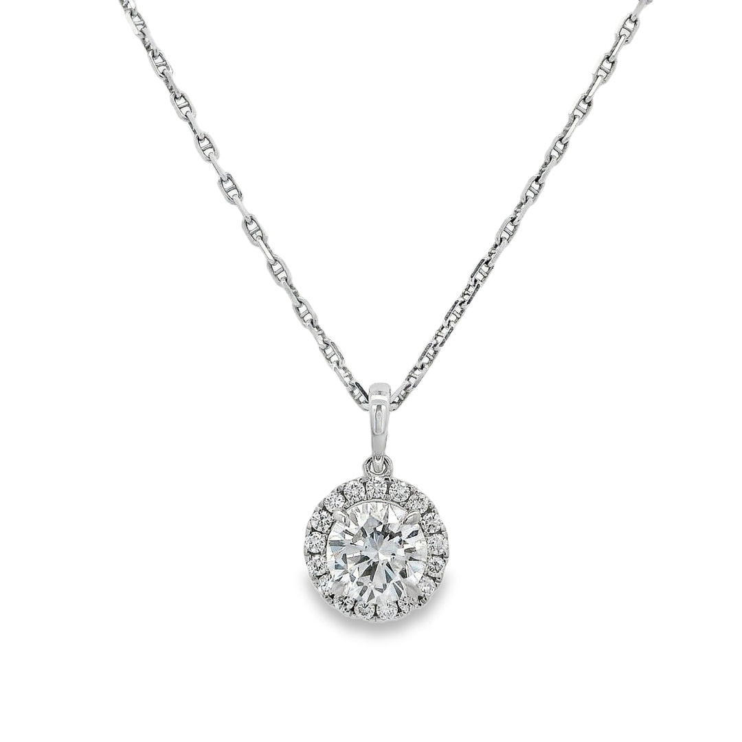 14K White Gold 0.17 CTW LAB Diamond Halo Pendant