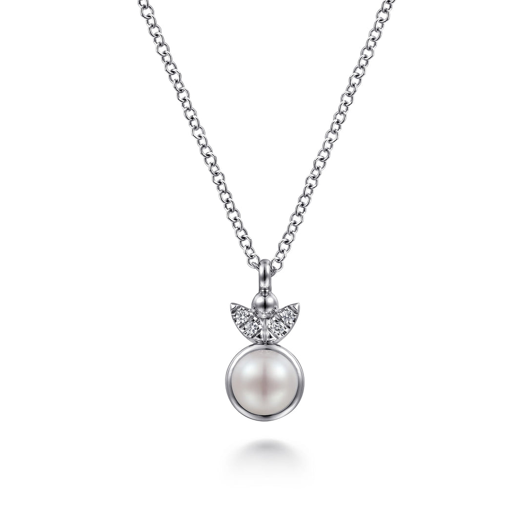 Sterling Silver Gabriel & Co. Diamond Bujukan Pearl Necklace