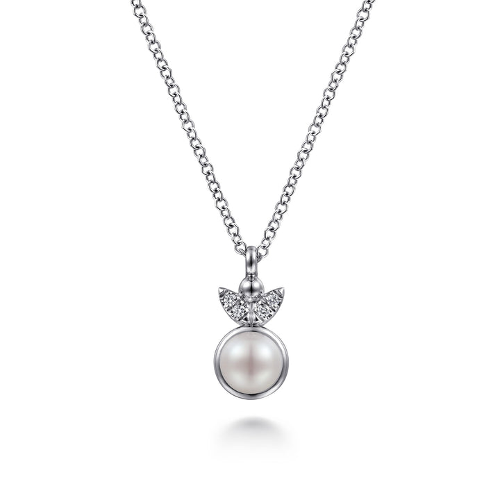 Sterling Silver Gabriel & Co. Diamond Bujukan Pearl Necklace