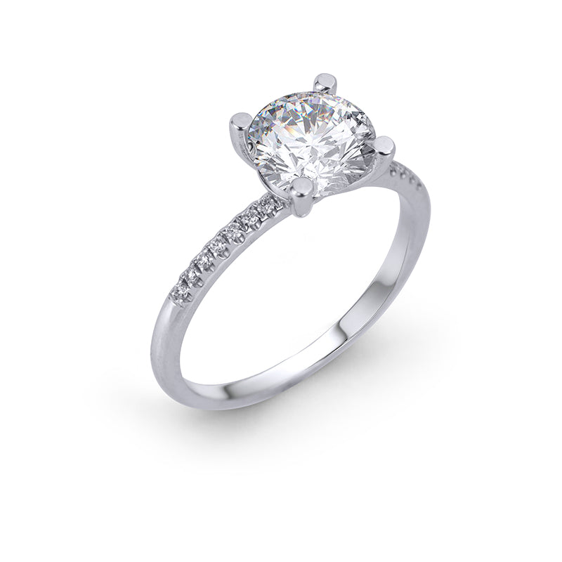 14K White Gold Semi Mount Solitaire Engagement Ring with 0.08 CTW