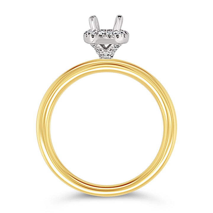 14K Two-tone Gold Halo 0.12 CTW Diamond Set Engagement Ring Semi-Mount