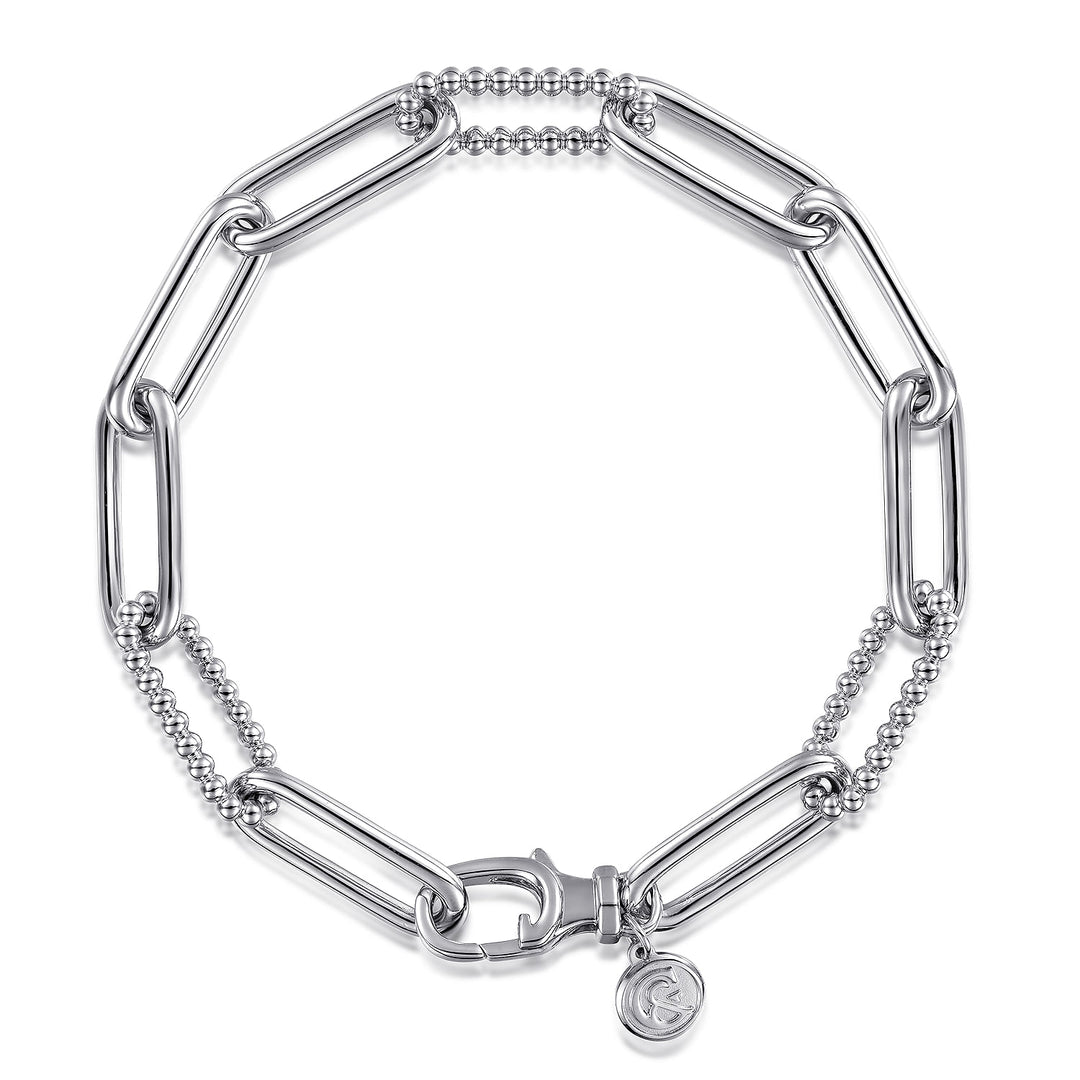 Gabriel & Co. Silver Polished & Beaded Paperclip  Link Bracelet