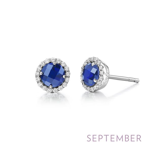 Lafonn Sterling Silver Created Blue Sapphire And Cubic Zirconia Stud Earrings