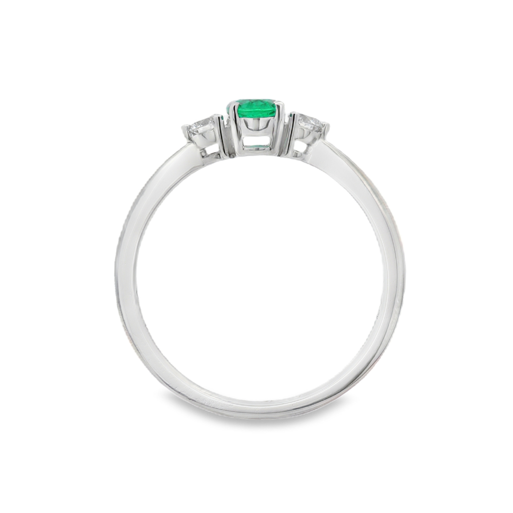18K White Gold 0.35 CTW Emerald And 0.13 CTW Diamond Ring