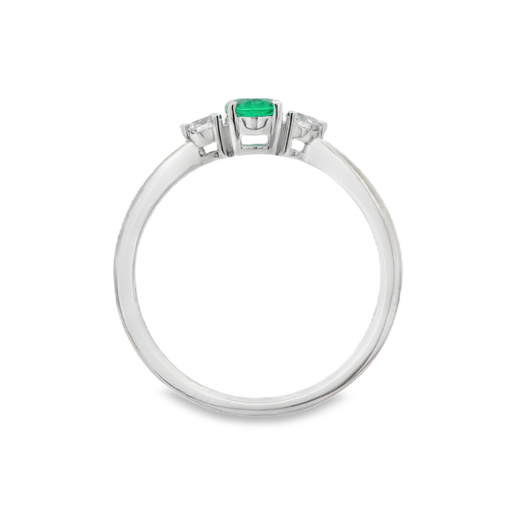 18K White Gold 0.35 CTW Emerald And 0.13 CTW Diamond Ring