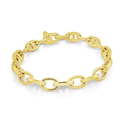 Italgem Yellow Gold Plated Stainless Steel Mariner's Link Bracelet [803-03661]
