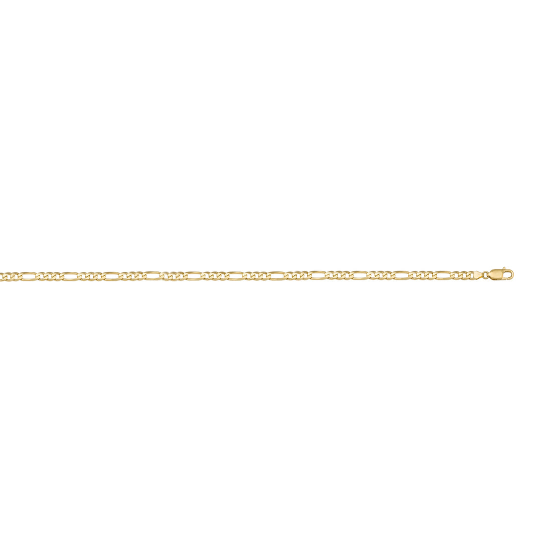 10K Yellow Gold Small 2.4mm Figaro Link 22" Chain