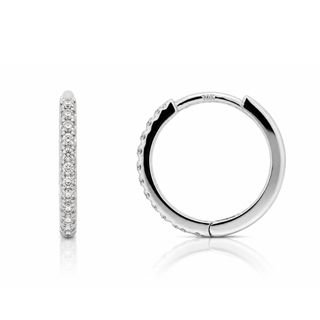 10K White Gold 0.21 CTW Diamond Huggie Earrings