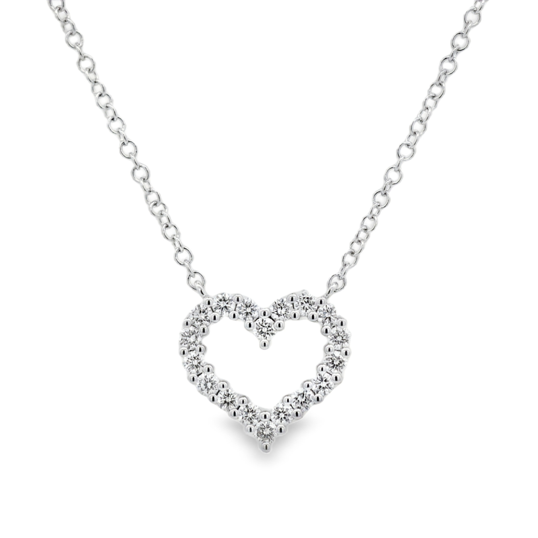 14K White Gold 0.25 CTW Diamond Heart Necklace