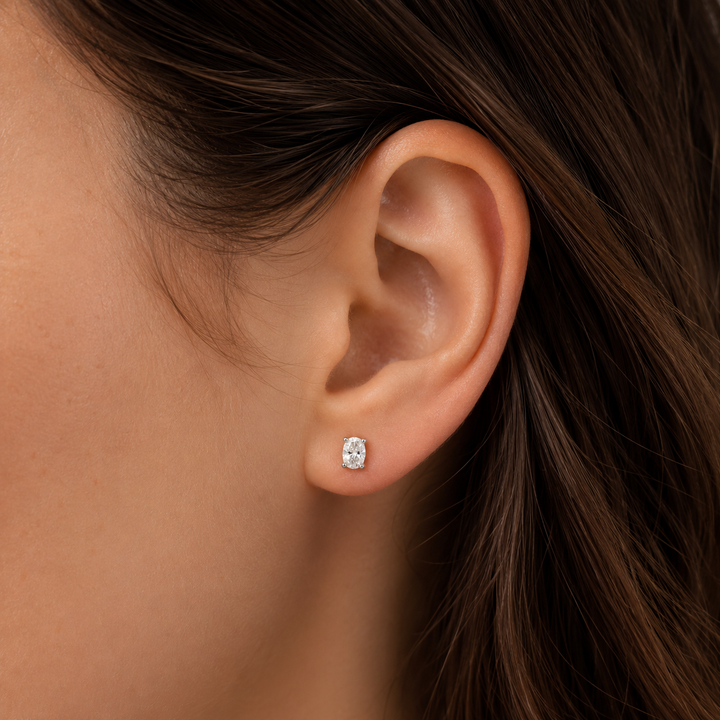 10K White Gold 0.40 CTW Oval Cut LAB Grown Diamond Stud Earrings