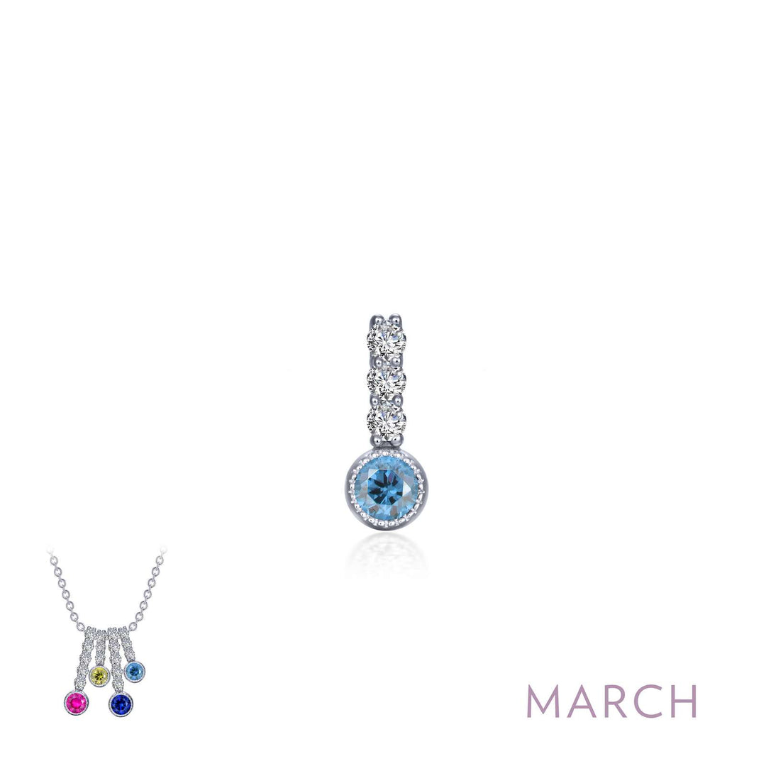 Lafonn Silver Birthstone - March Drop Pendant With Synthetic Aquamarine [640-07307]