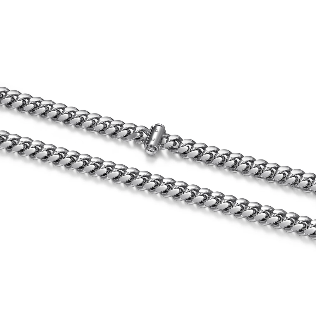 Ethos Men's Sterling Silver Rhodium Plated Medium Curb Link 22" Chain