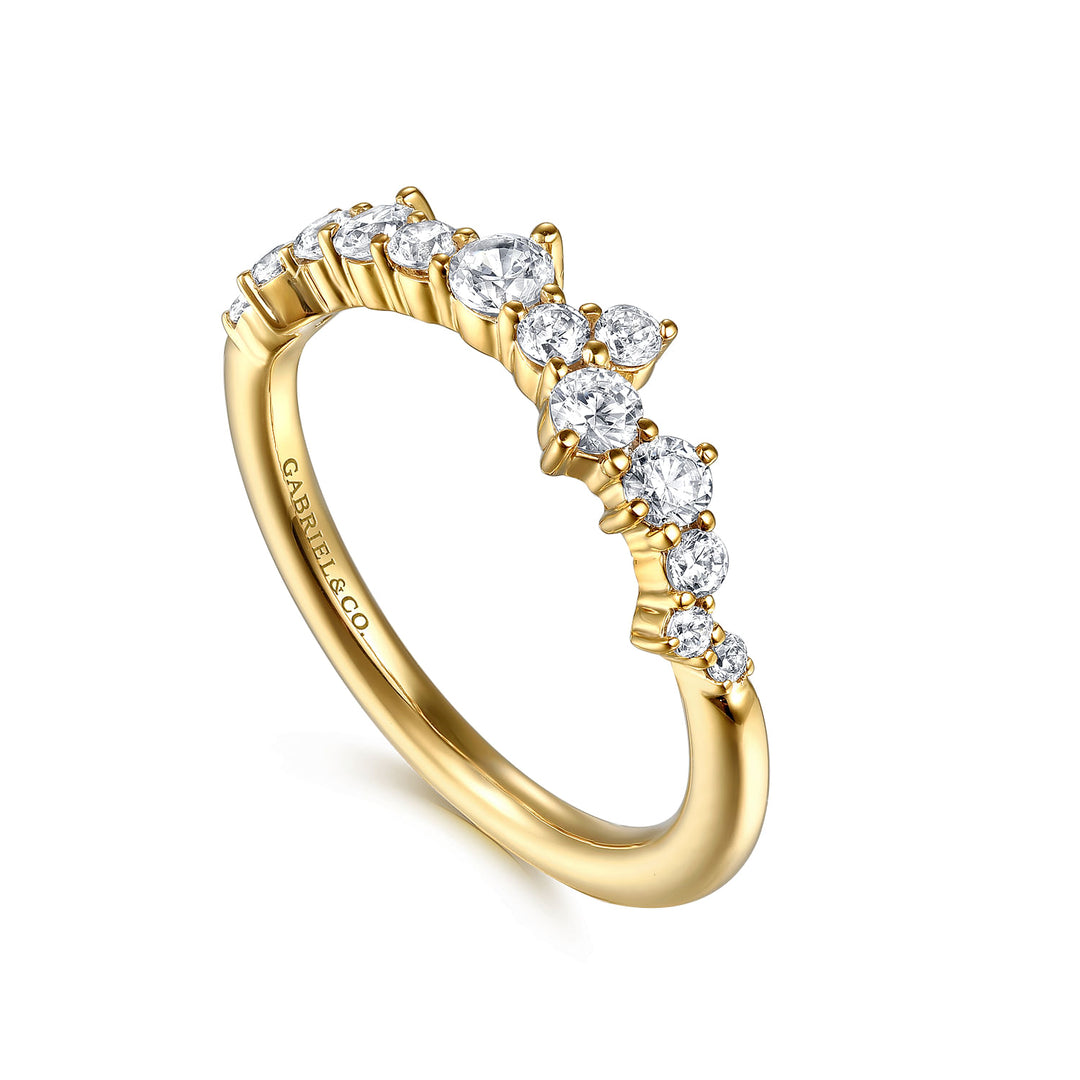 14K Yellow Gold SI G/H 0.50 CTW Diamond Women's Curved Wedding Band