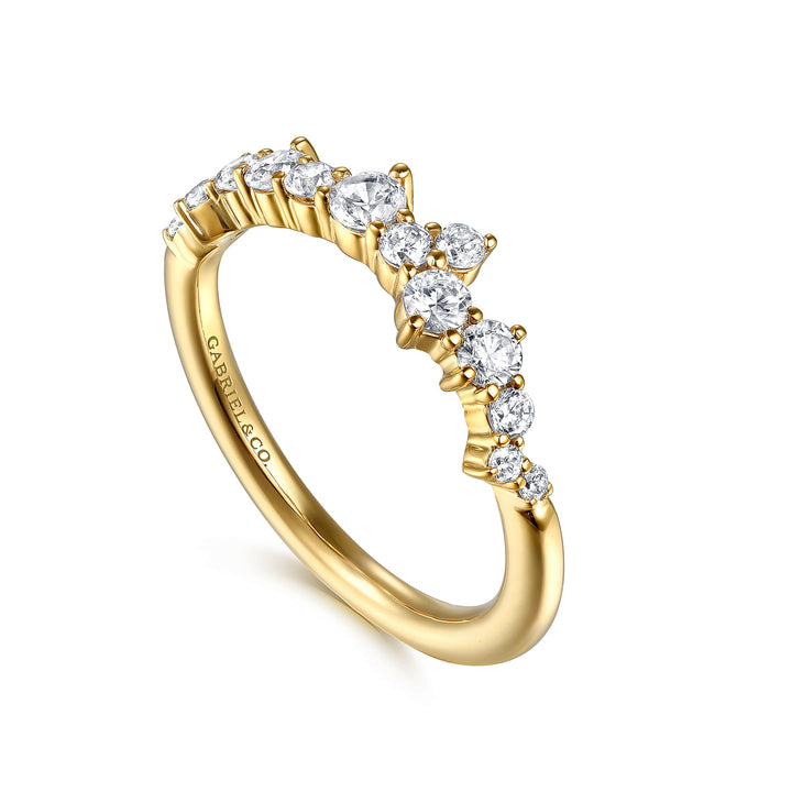 14K Yellow Gold SI G/H 0.50 CTW Diamond Women's Curved Wedding Band