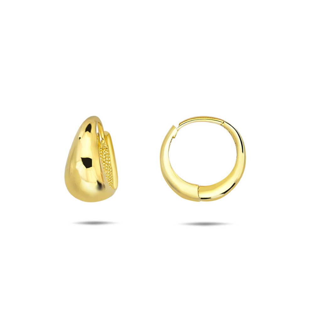 10K Yellow Gold Tapered Puff Huggies Earrings