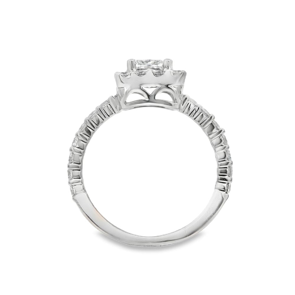 Estate - Platinum Halo 1.50 CTW Diamond Engagement Ring, Size 6.5