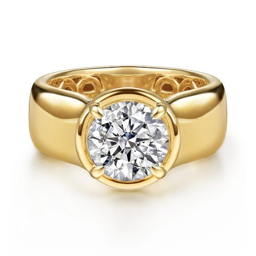 Women's 14K Yellow Gold Gabriel & Co. Wide Solitaire Ring Mount 420-00152