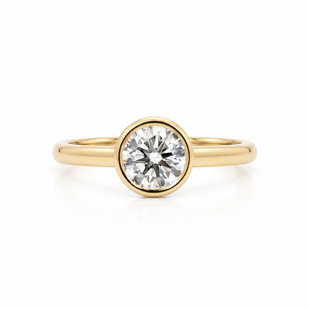 Women's 14K Yellow Gold 1.05 CTW LAB Grown Diamond Bezel Set Engagement Ring