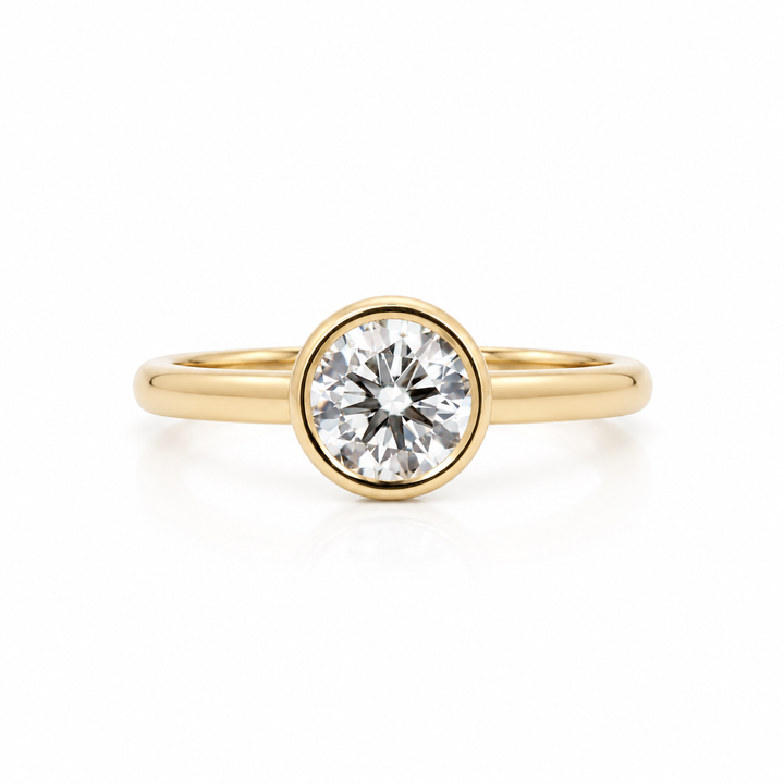 Women's 14K Yellow Gold 1.05 CTW LAB Grown Diamond Bezel Set Engagement Ring